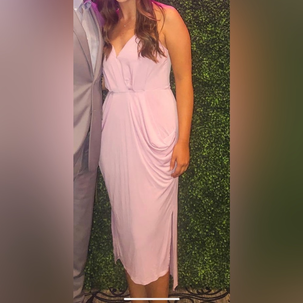 BCBGeneration lilac draped midi dress with pockets Size Small